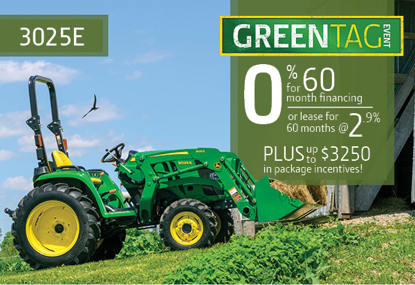 Green Tag 2019 John Deere 3025E